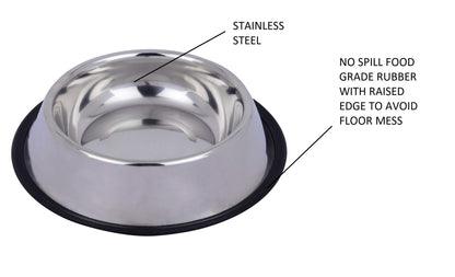 Stainless Steel Bowl for Dogs, Cats & Any Pets  | Feeding Bowl | Non-Skid Food, Non-Toxic & 100% Safe for Pets, Silver