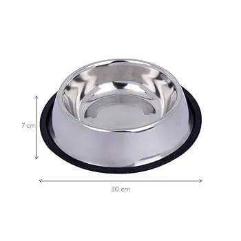 Stainless Steel Bowl for Dogs, Cats & Any Pets  | Feeding Bowl | Non-Skid Food, Non-Toxic & 100% Safe for Pets, Silver