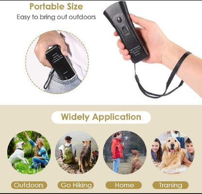 Ultrasonic Dog Trainer Device Electronic Dog Deterrent/Dog Barking Control Devices Training Tool Stop Barking Sonic Dog Repeller (Black)