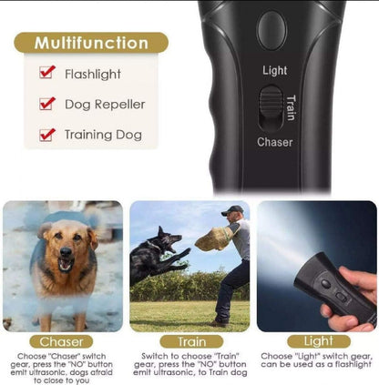 Ultrasonic Dog Trainer Device Electronic Dog Deterrent/Dog Barking Control Devices Training Tool Stop Barking Sonic Dog Repeller (Black)