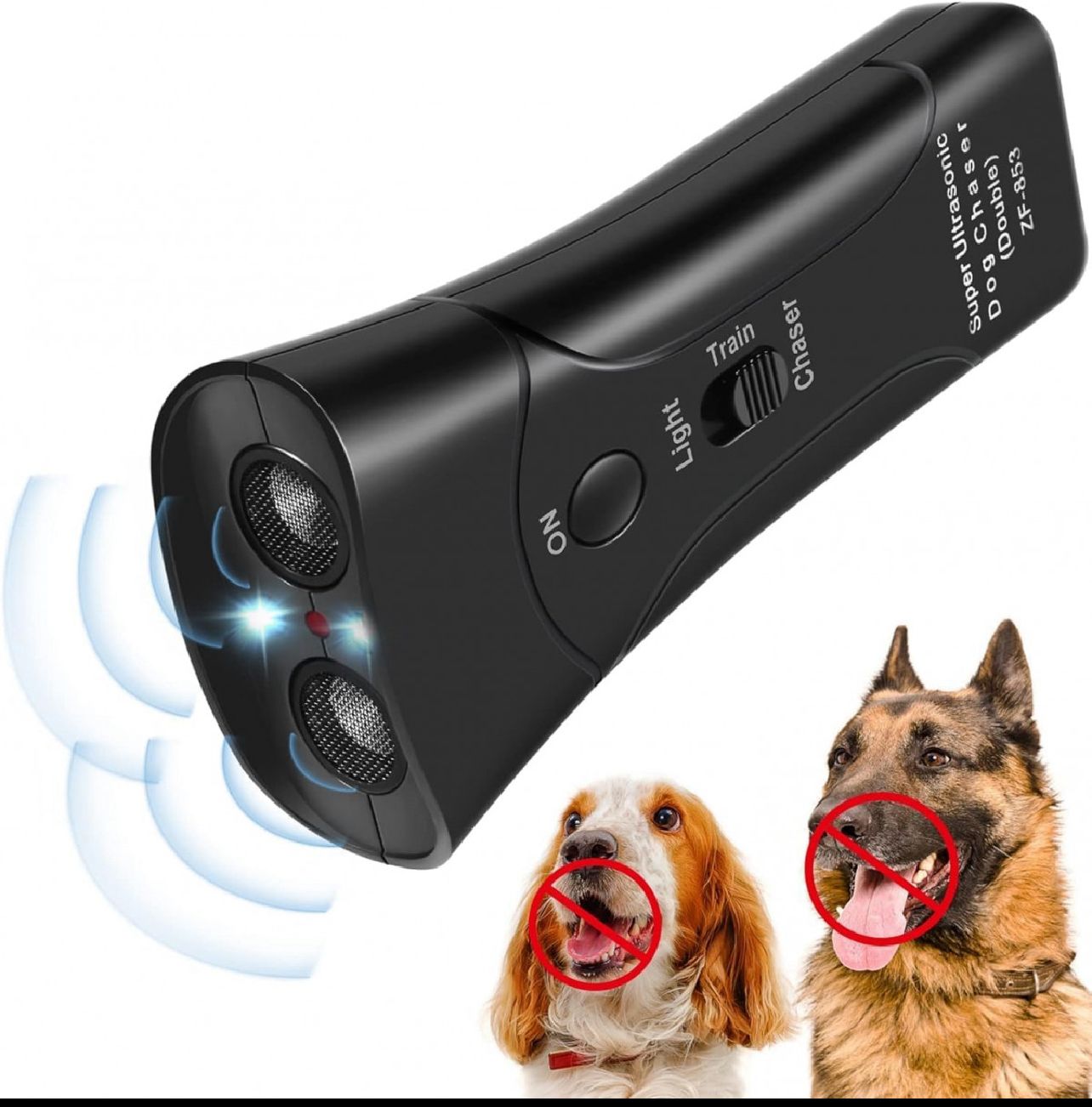 Ultrasonic Dog Trainer Device Electronic Dog Deterrent/Dog Barking Control Devices Training Tool Stop Barking Sonic Dog Repeller (Black)