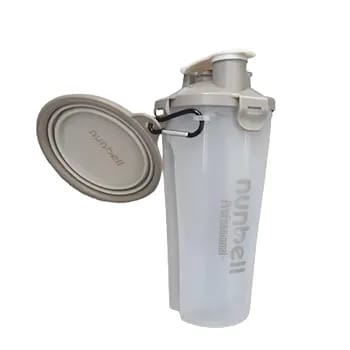 3 in 1 Portable Dog Water and Food Bottle with 1 Collapsible Pop-up Bowls, Leakproof Bottle with 2 Compartments for Travel, Camping, Hiking