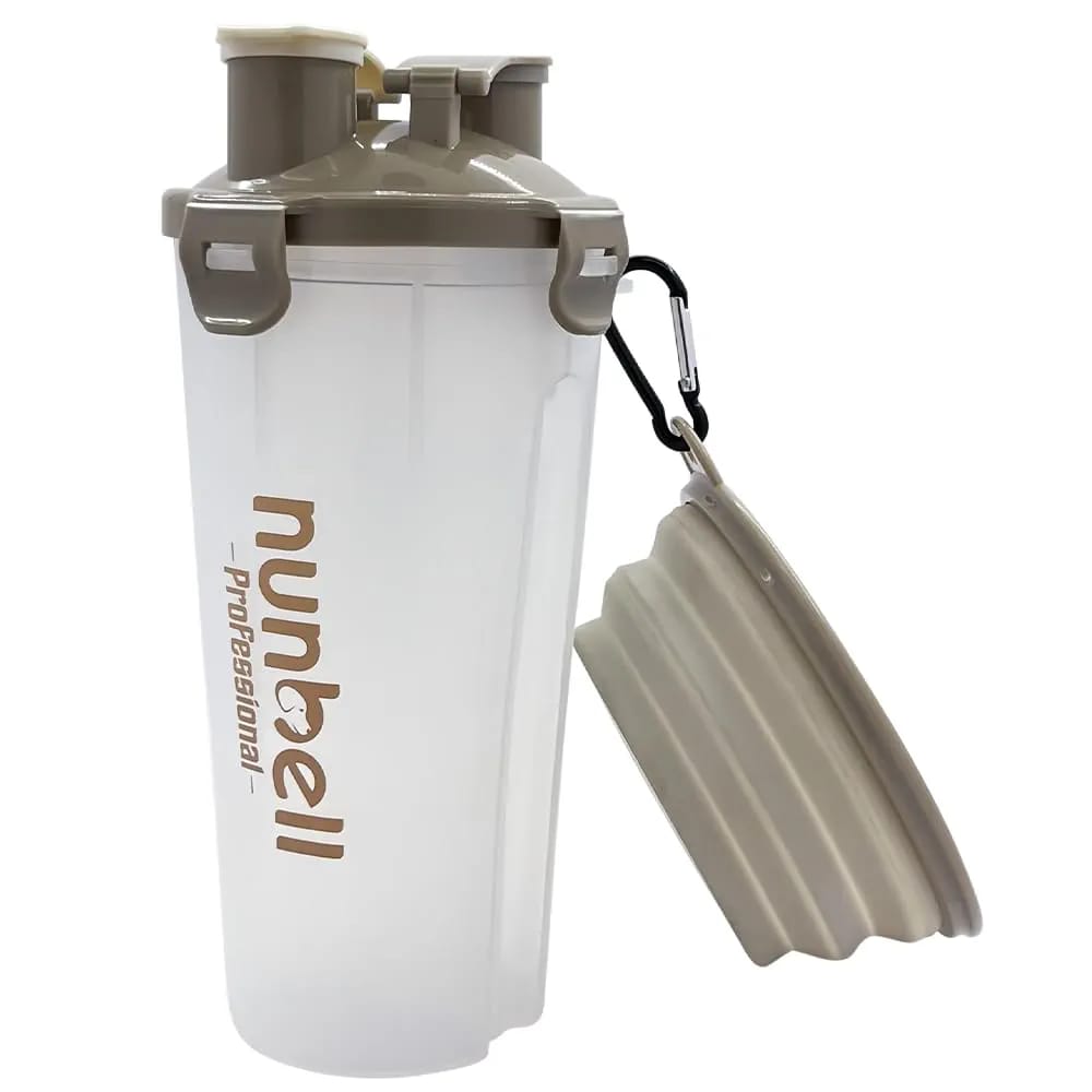 3 in 1 Portable Dog Water and Food Bottle with 1 Collapsible Pop-up Bowls, Leakproof Bottle with 2 Compartments for Travel, Camping, Hiking