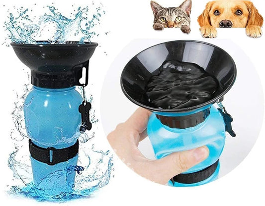 Mug Dog Water Bottle 500Ml BPA Free Outdoor Portable Feeder Sipper & Drinking Cup for Pets - Leak-Proof for Hiking & Traveling - Rubber