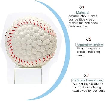Non-Toxic Soft Latex Interactive Training Fetch and Play Squeaky Bouncing and Floating Baseball Chew Toy for Puppies and Dogs