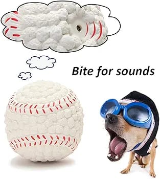 Non-Toxic Soft Latex Interactive Training Fetch and Play Squeaky Bouncing and Floating Baseball Chew Toy for Puppies and Dogs