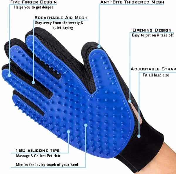 Grooming Bath Gloves for Dogs (Blue/Black)