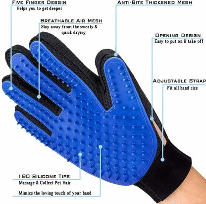 Grooming Bath Gloves for Dogs (Blue/Black)