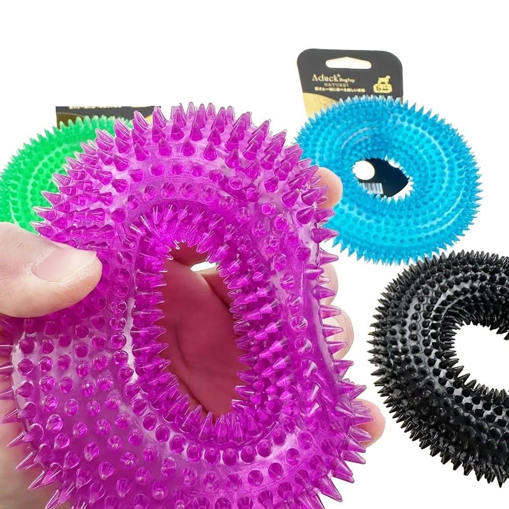 Dogs Company Rubber Dental Puppy Teething Spike Ring Chew Toy