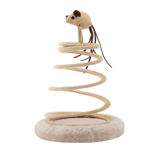Interactive Cat Toy, Cat Plush Toy with Spiral Spring Plate and Funny Ball or Mouse Interactive Stainless Steel Spring Rotating Cat Creative Toy to Kill time and Keep Fit