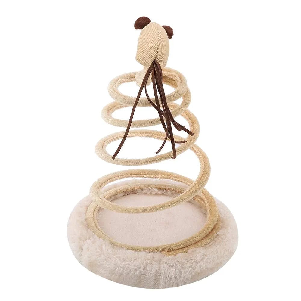 Interactive Cat Toy, Cat Plush Toy with Spiral Spring Plate and Funny Ball or Mouse Interactive Stainless Steel Spring Rotating Cat Creative Toy to Kill time and Keep Fit