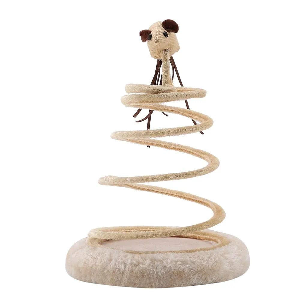 Interactive Cat Toy, Cat Plush Toy with Spiral Spring Plate and Funny Ball or Mouse Interactive Stainless Steel Spring Rotating Cat Creative Toy to Kill time and Keep Fit