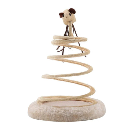Interactive Cat Toy, Cat Plush Toy with Spiral Spring Plate and Funny Ball or Mouse Interactive Stainless Steel Spring Rotating Cat Creative Toy to Kill time and Keep Fit