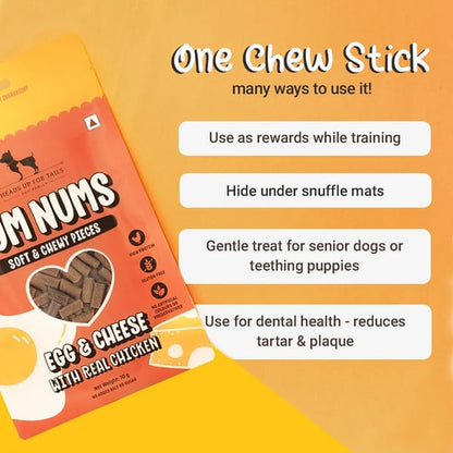 HUFT Yum Nums Egg and Cheese Soft Grain Free Sticks Treat for Dogs