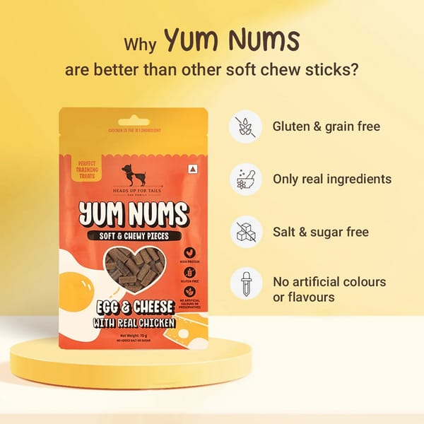 HUFT Yum Nums Egg and Cheese Soft Grain Free Sticks Treat for Dogs