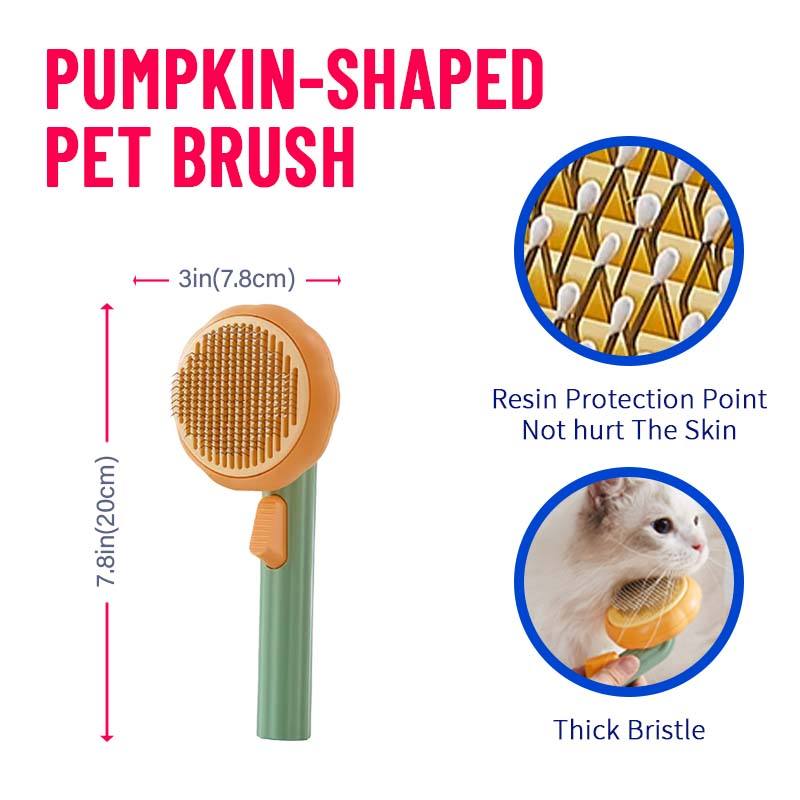 Self Cleaning Slicker Brush Dog Brush and Cat Brush Cat Hair Brush with Curved Needle Comb Remove Loose Undercoat and Shed Fur Pet Pumpkin Brush Pet Brush for Shedding and Grooming