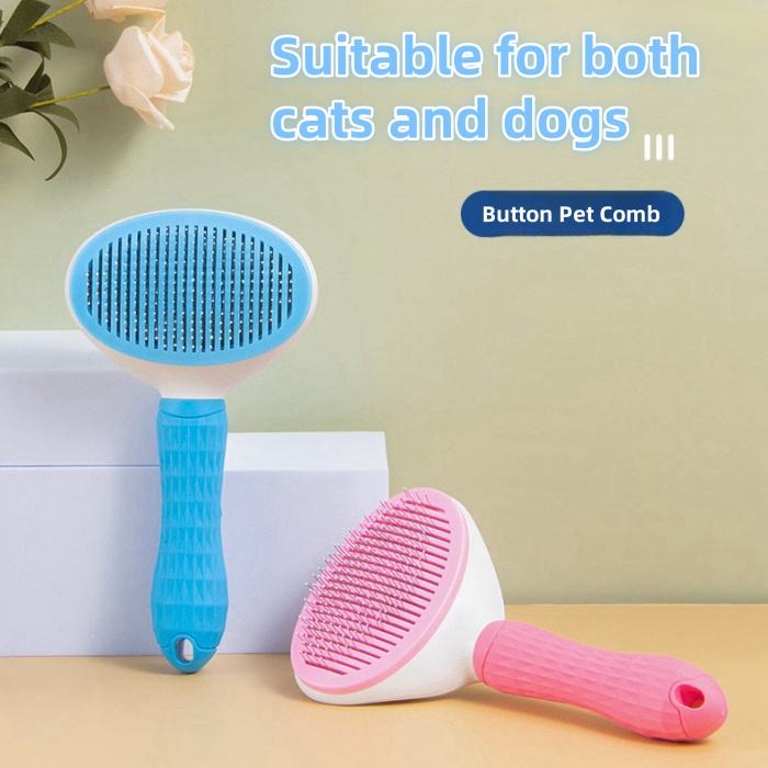 Self Cleaning Slicker Brush, Pet Grooming Shedding Brush for Dogs and Cats - Easy to Remove Loose Undercoat, Pet Massaging Tool Suitable for Pets with Long or Short Hair