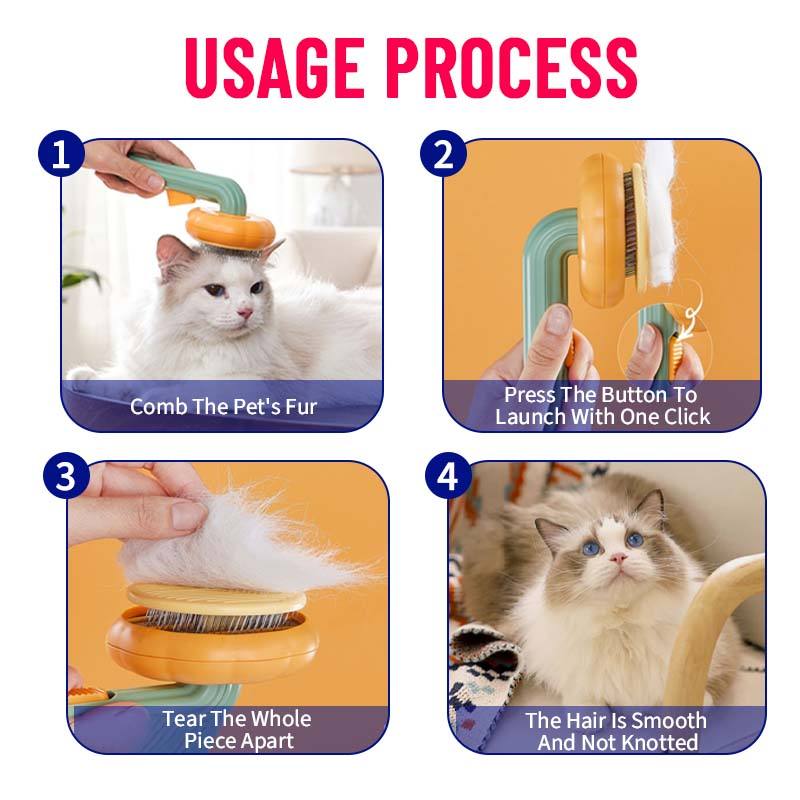 Self Cleaning Slicker Brush Dog Brush and Cat Brush Cat Hair Brush with Curved Needle Comb Remove Loose Undercoat and Shed Fur Pet Pumpkin Brush Pet Brush for Shedding and Grooming