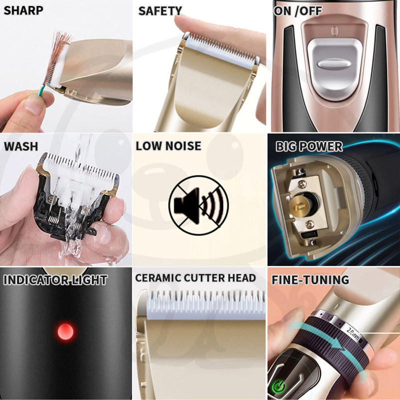 Unisex Dog & Cat Shaver Clippers Low Noise Rechargeable Cordless Electric Quiet Hair Trimmer Clippers Set for Dogs Cats Pets, Gold