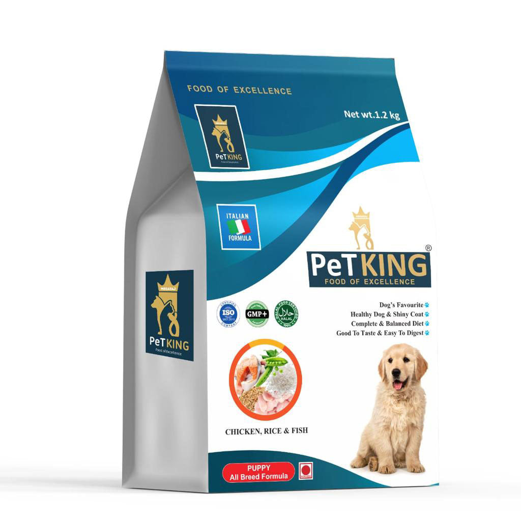 PeTKING Premium Quality Dogs Favourite Food For all Bread Dog || Rice, Chicken, Fish 1.2 kg Dry Young, New Born Dog Food