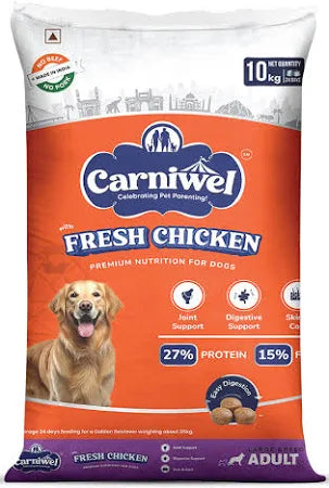 Carniwel Fresh Chicken Adult Dry Dog Food 10 kg | Natural Ingredients for Optimal Skin & Coat Health | Highly Palatable | Supports Joint Health | Tailored, Premium Nutrition for Large Dogs 10kg